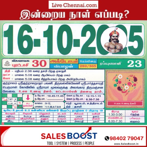 Auspicious (Nalla Neram) time today (Oct 16th)