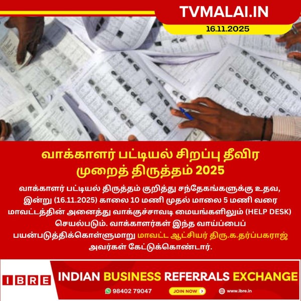 வாக்காளர் பட்டியல் சிறப்பு தீவிர முறைத் திருத்தம் 2025!