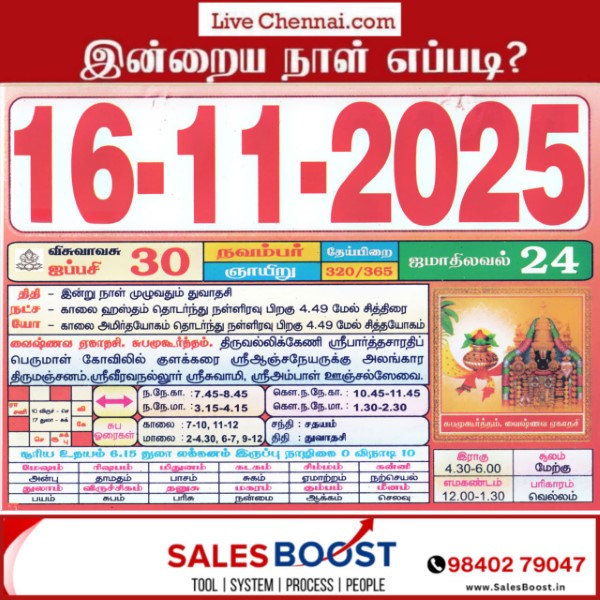 Auspicious (Nalla Neram) time today (Nov 16th)