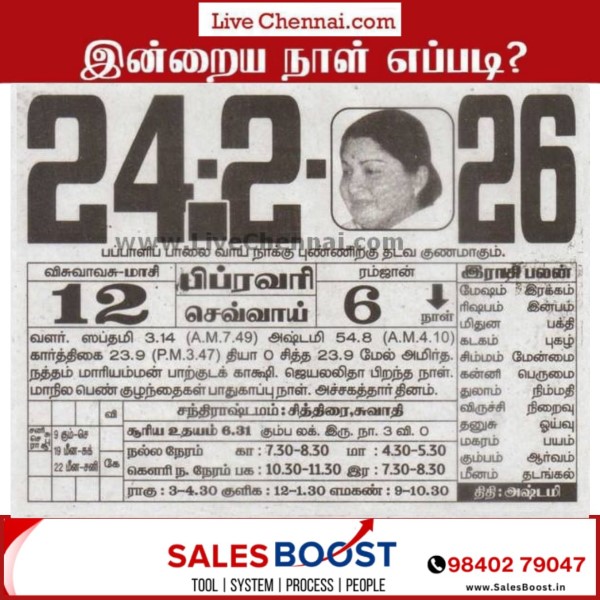 Auspicious (Nalla Neram) time today (Feb 24th)