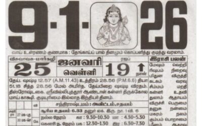 Auspicious (Nalla Neram) time today (Jan 09th)