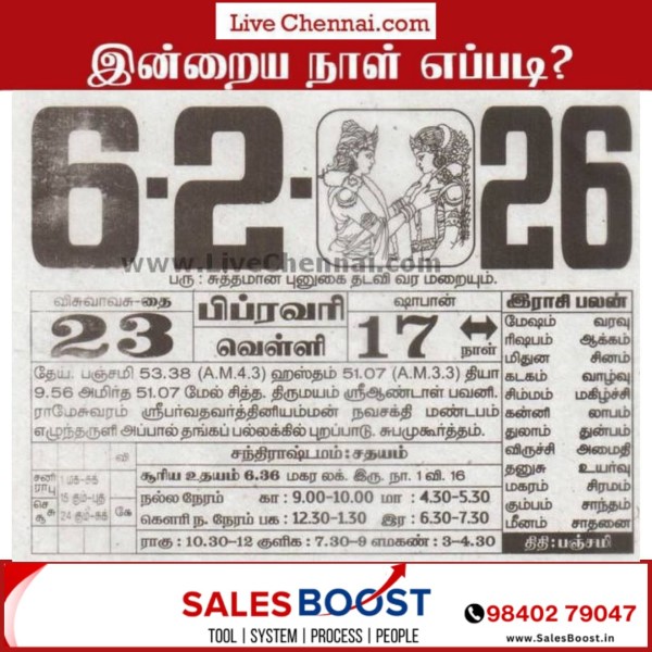 Auspicious (Nalla Neram) time today (Feb 6th)